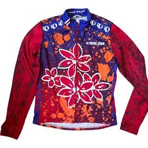 Vintage Pearl Izumi Etched Posies Cycling Jersey Women’s Small Pink Orange LS